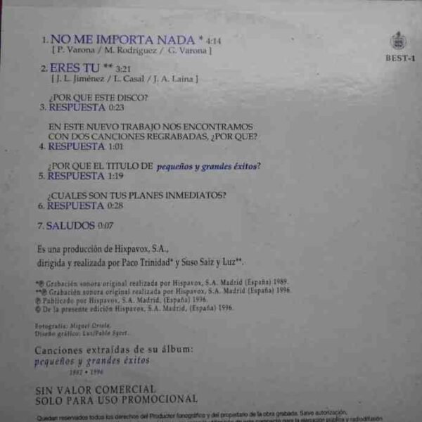 No Me Importa Nada / Eres Tu - Imagen 2