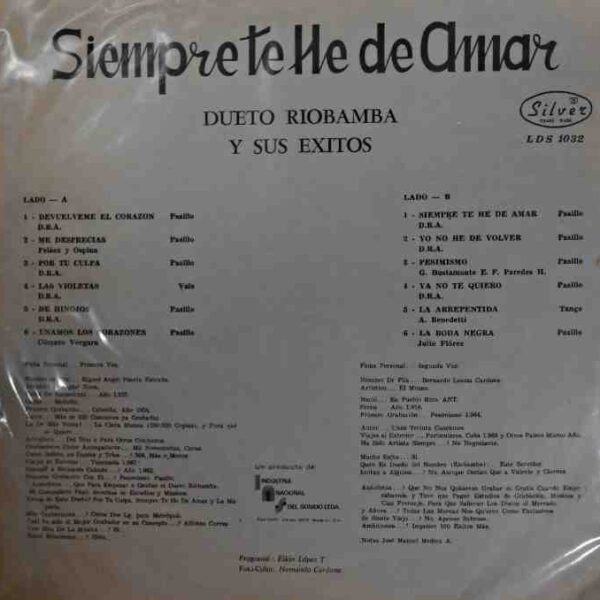 Siempre Te He De Amar / Dueto Riobamba Y Sus Exitos - Imagen 2