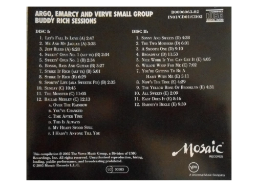 Argo, Emarcy And Verve Small Group Buddy Rich Sessions - Imagen 2