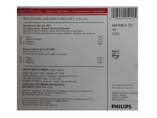 Piano Concerto = Klavierkonzert Nr. 17 KV 453; Piano Quintet = Klavierquintett KV452 - Imagen 2
